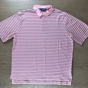 Polo Golf Ralph Lauren Pink Polo Shirt | Black Stripes | XL